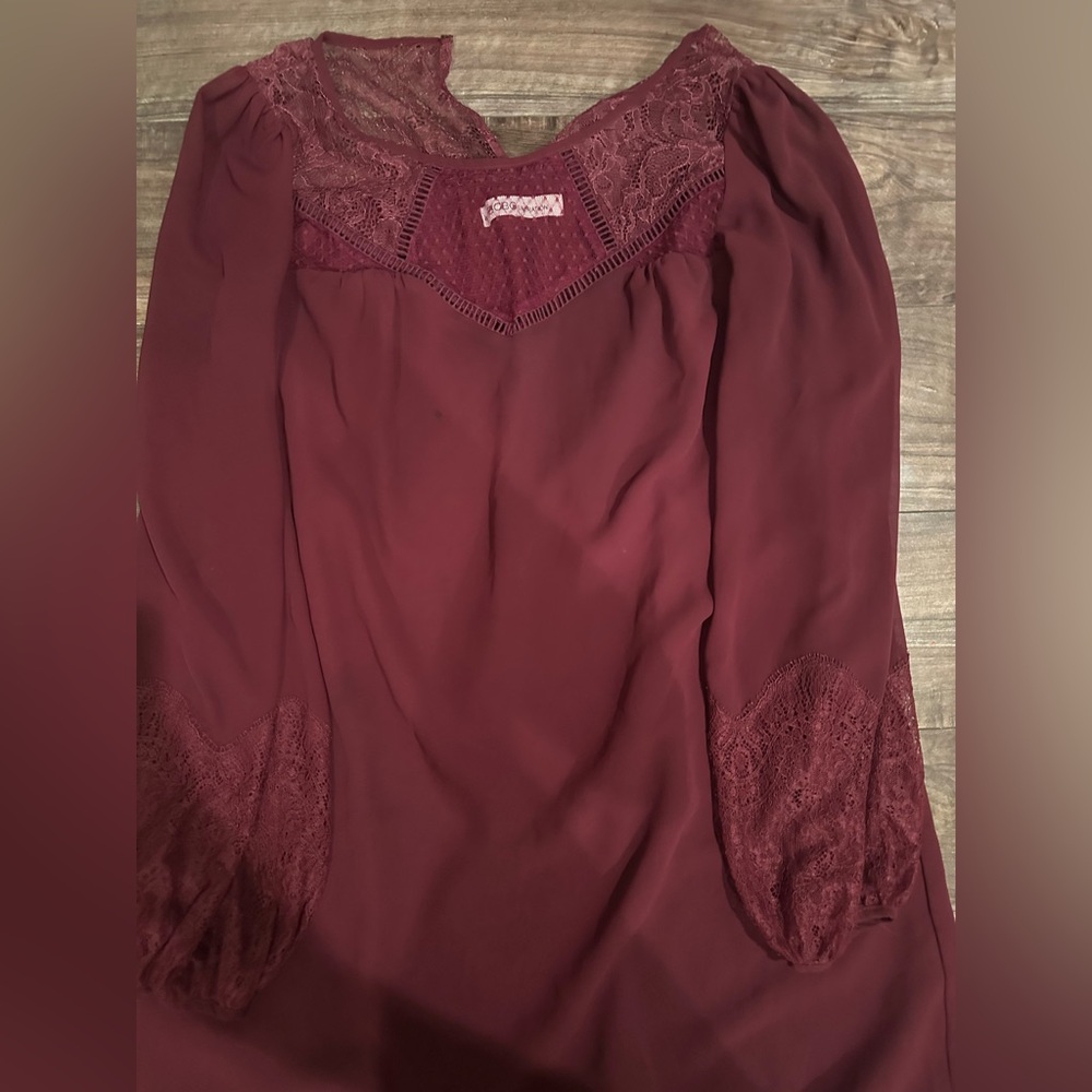 BCBGeneration Deep Red Lace Blouse